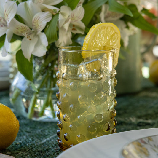 Colorful Hobnail Drinking Glass