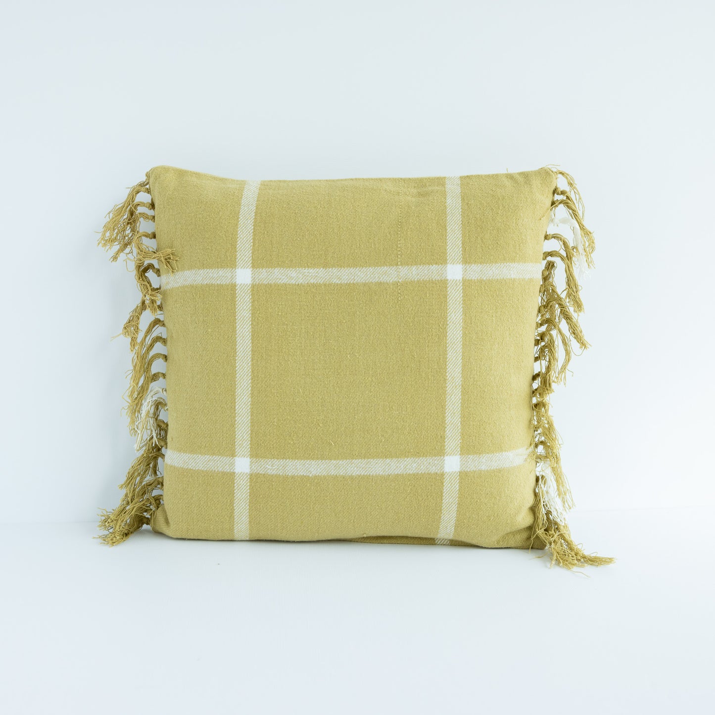Flannel Plaid Pillow with Fringe