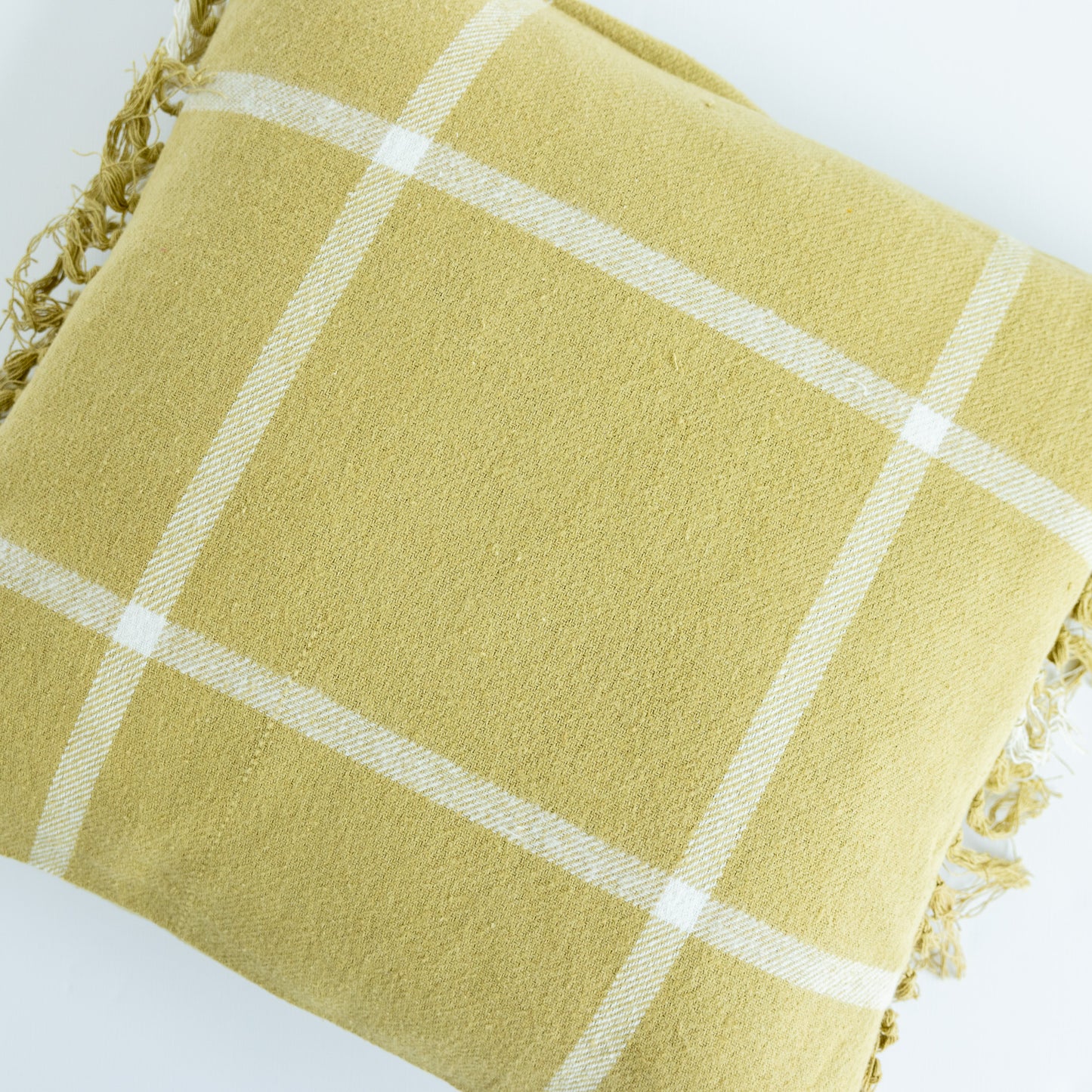 Flannel Plaid Pillow with Fringe