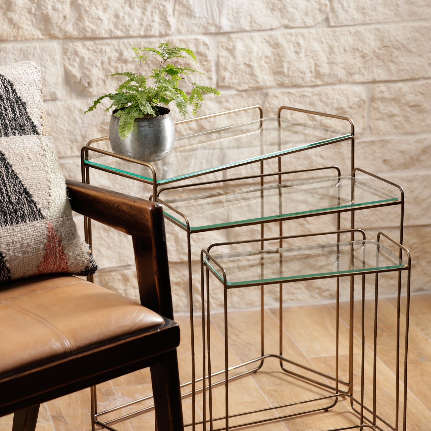 Antique Brass Side Table
