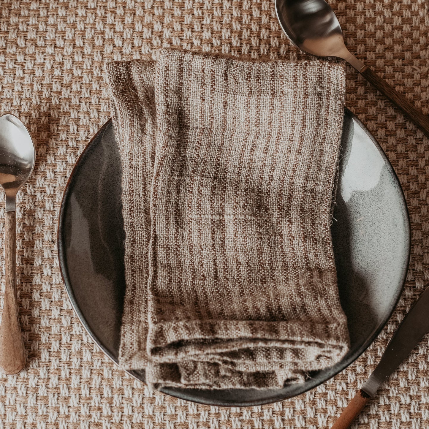 Brown Square Linen Napkins