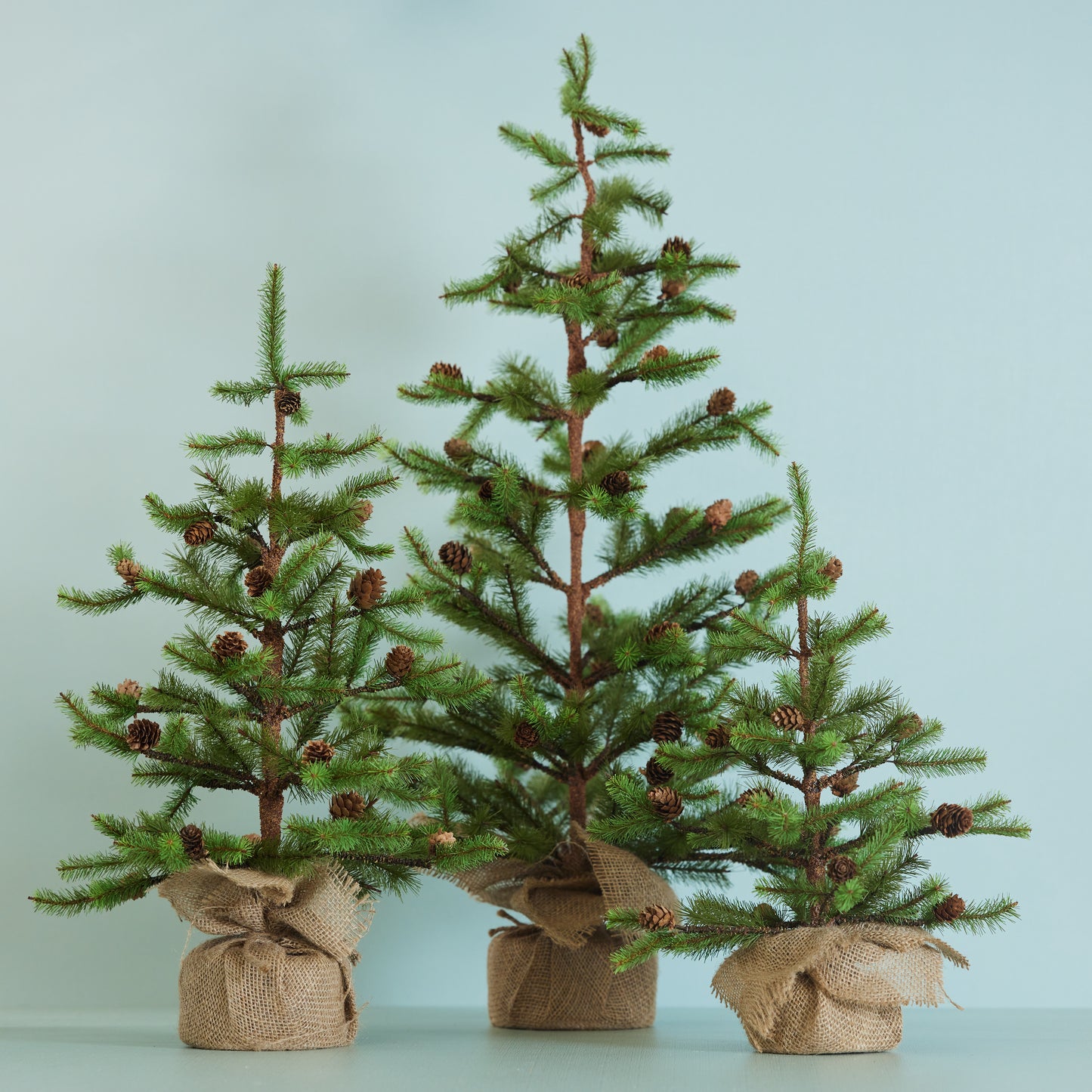 Burlap Wrapped Pinecone Tree