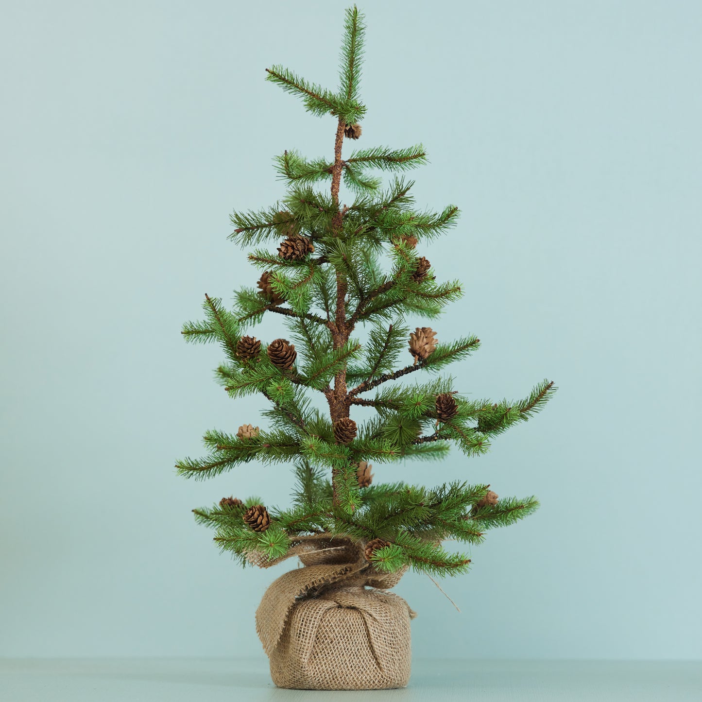 Burlap Wrapped Pinecone Tree