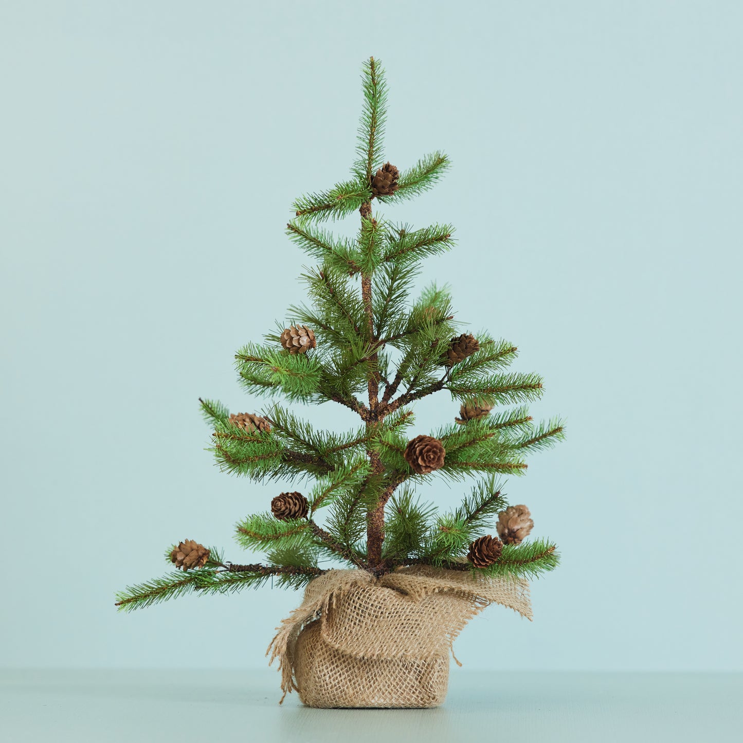 Burlap Wrapped Pinecone Tree