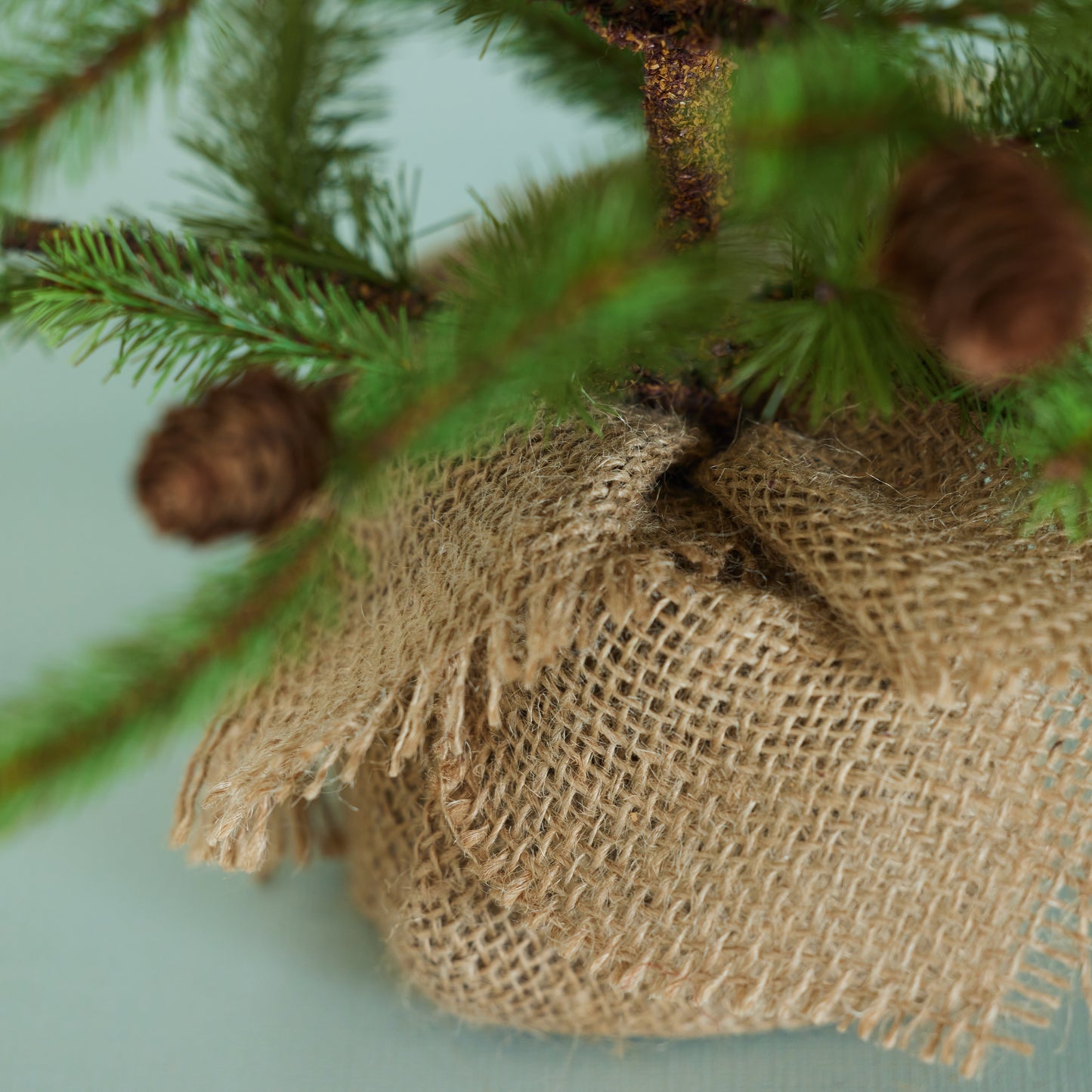 Burlap Wrapped Pinecone Tree