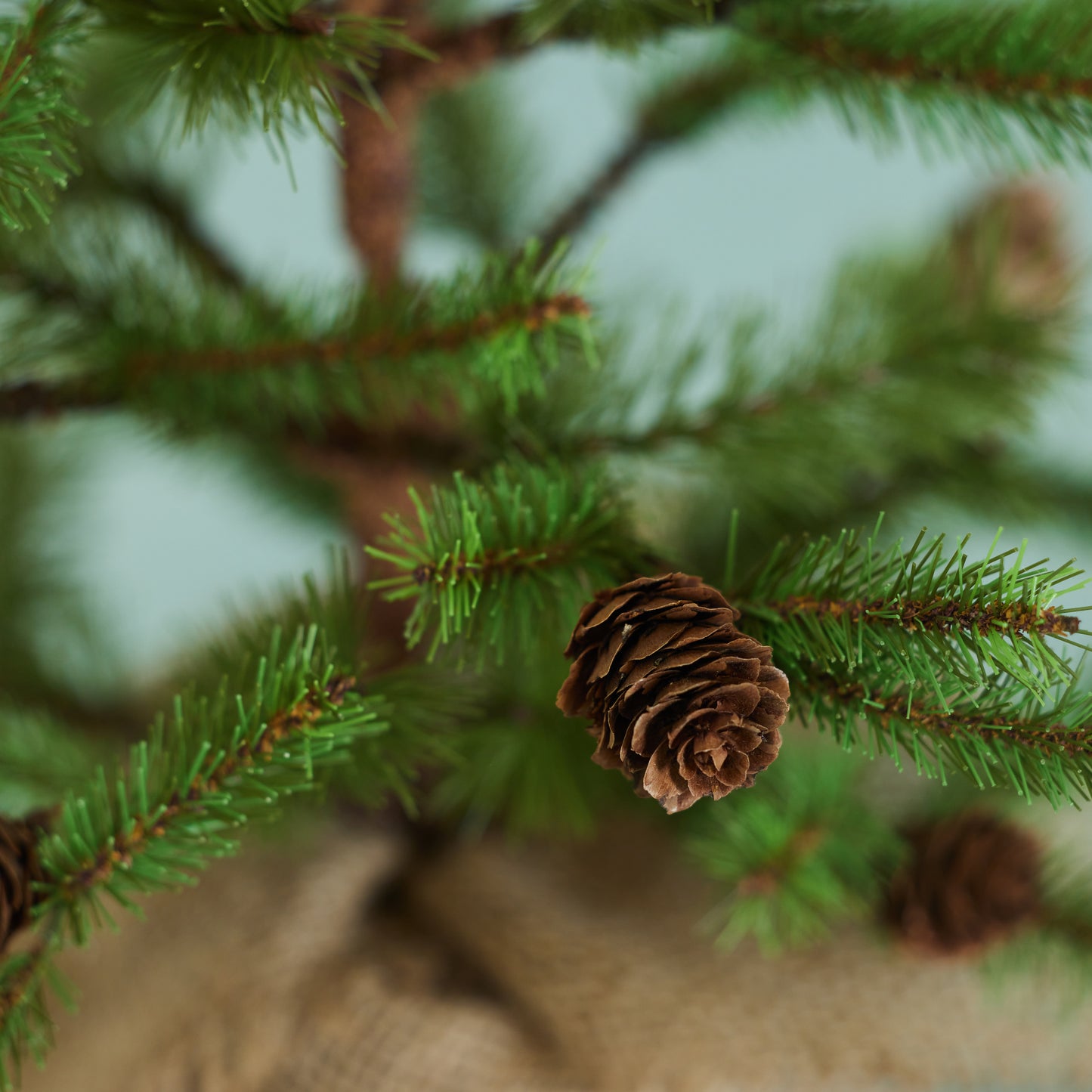 Burlap Wrapped Pinecone Tree