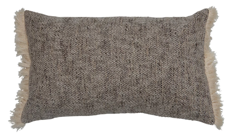 Woven Lumbar Pillow with Fringe
