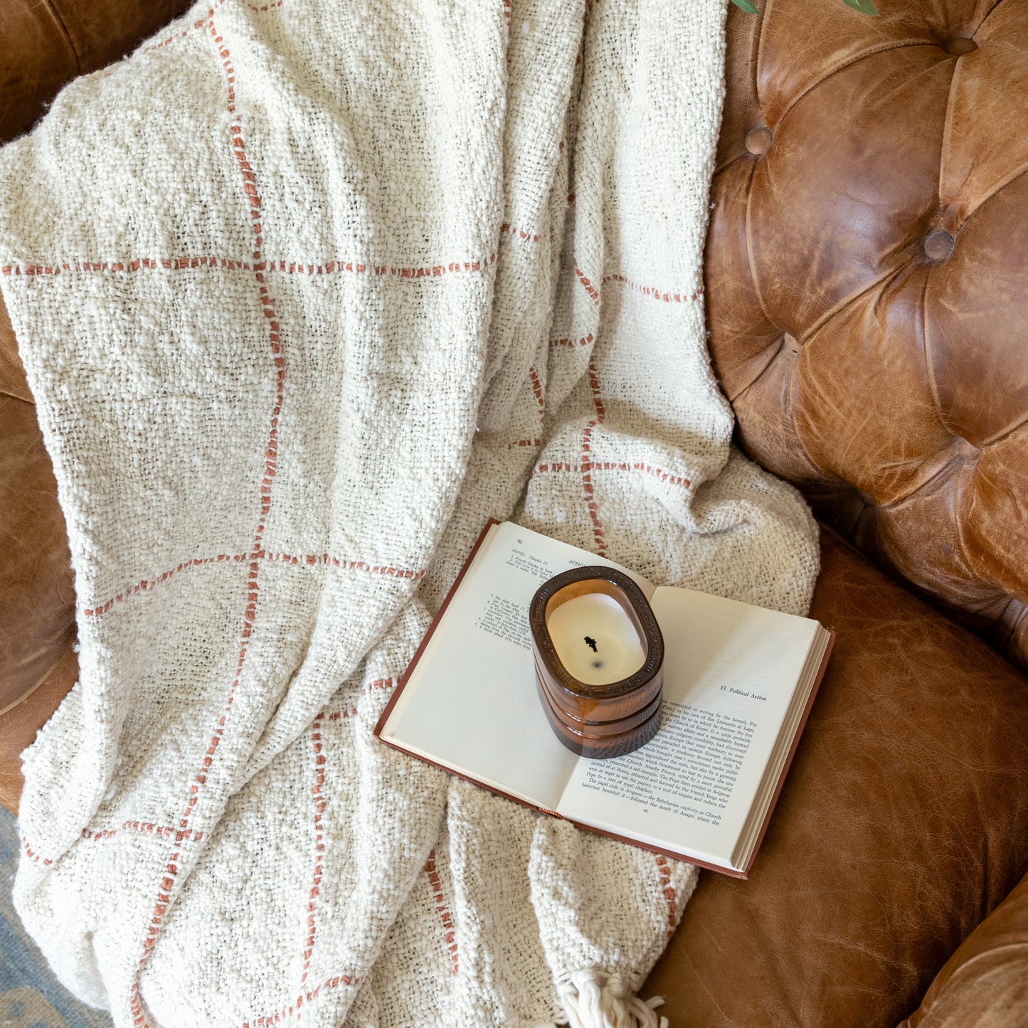 Square Pattern Throw with Fringe