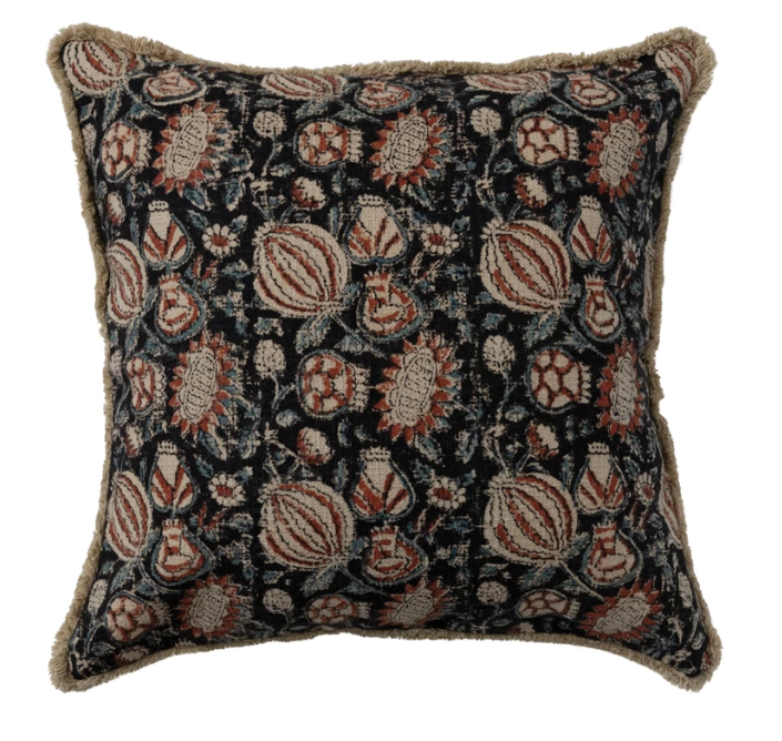 Square Floral Pattern Throw Pillow