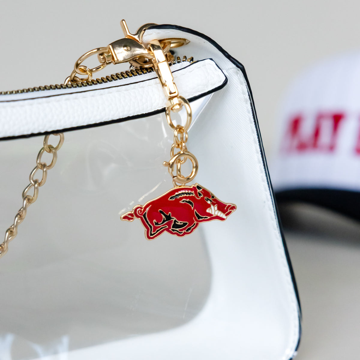 Collegiate Enamel Bag Charm - Arkansas