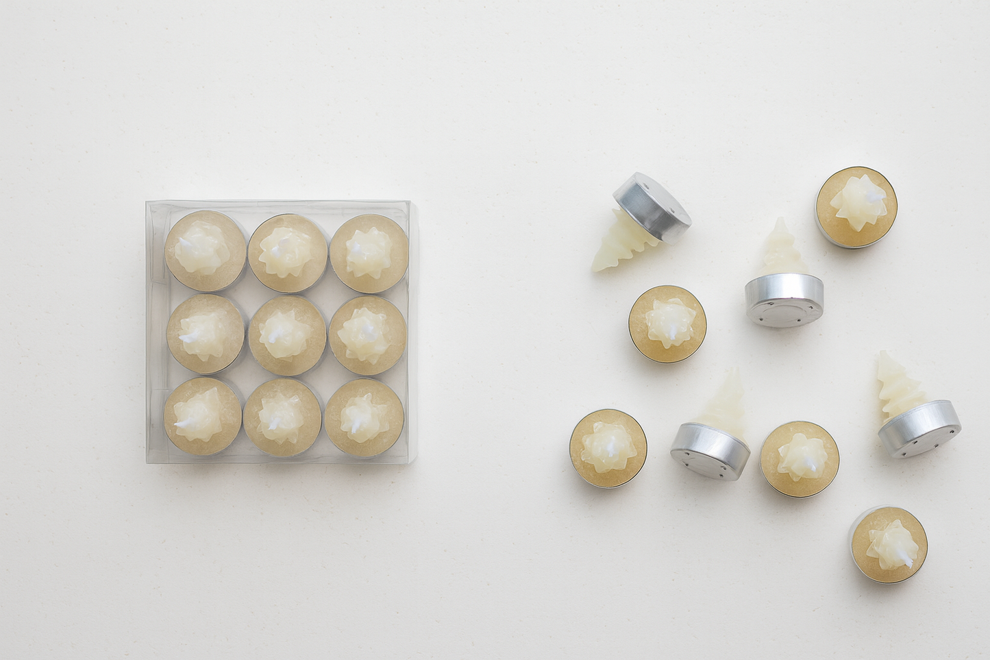 Tree Tealight Candle Set – 9 Pack (Eggnog Color)