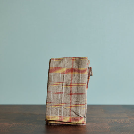 Gray & Orange Plaid Napkins - Set of 4