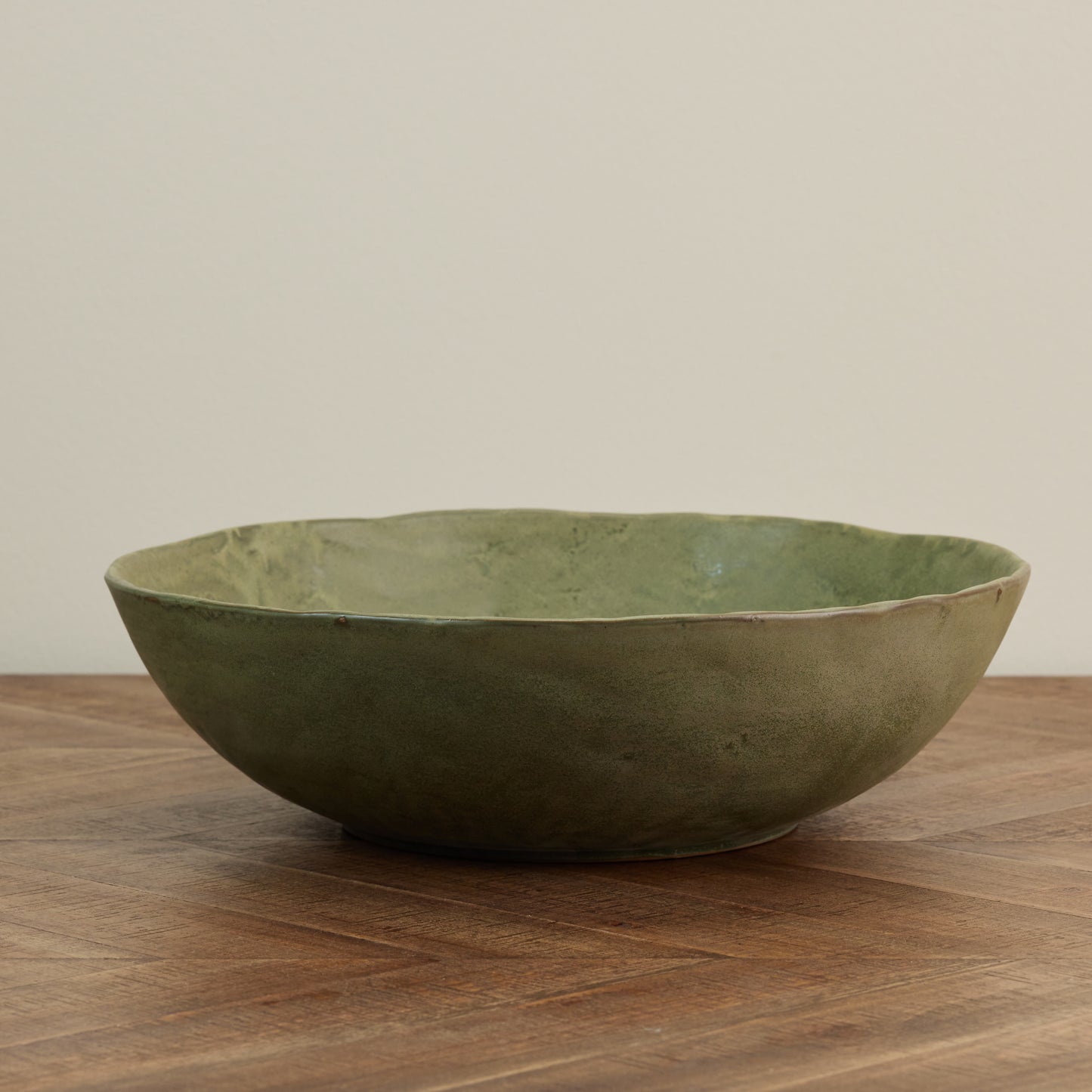Green Glazed Serving Bowl