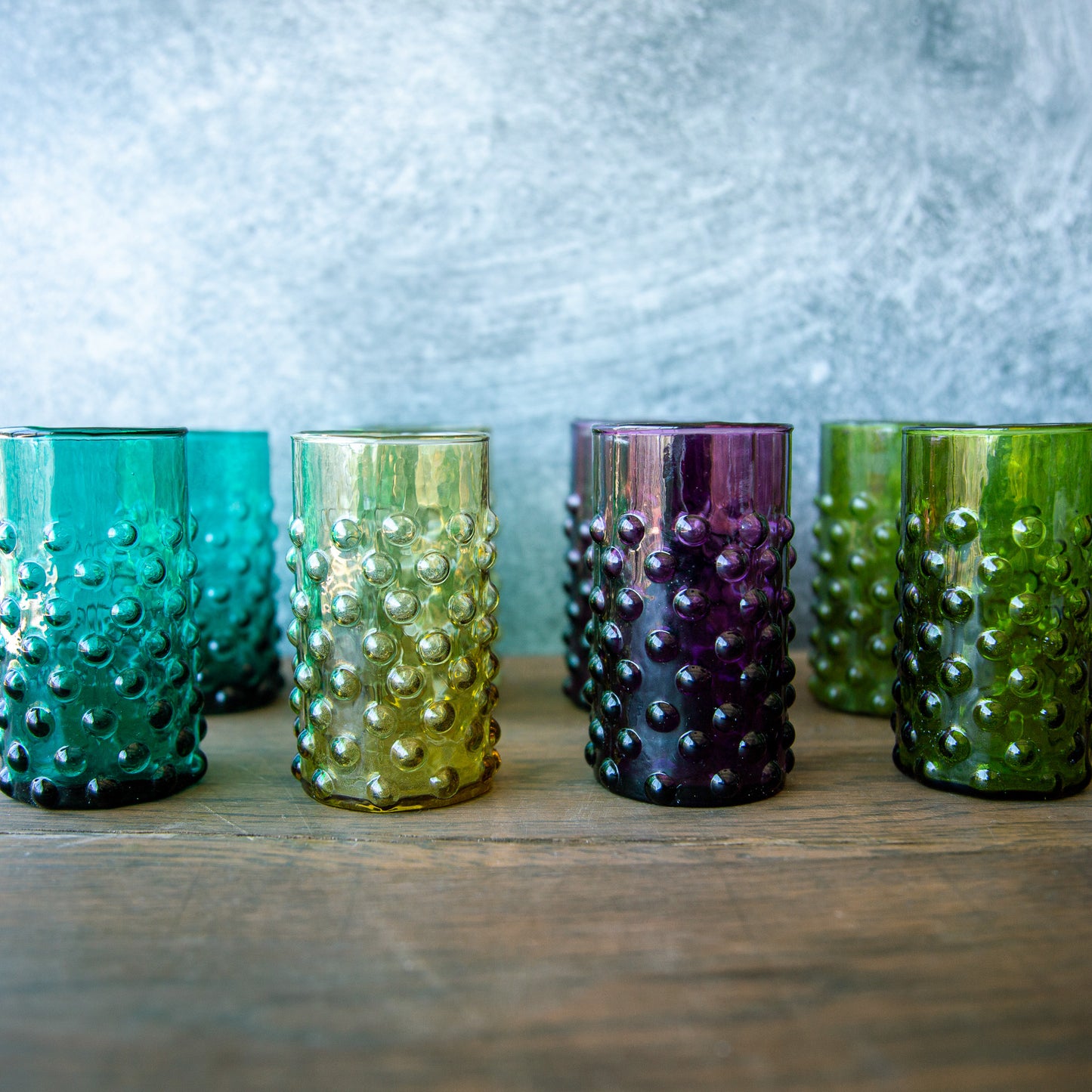 Colorful Hobnail Drinking Glass