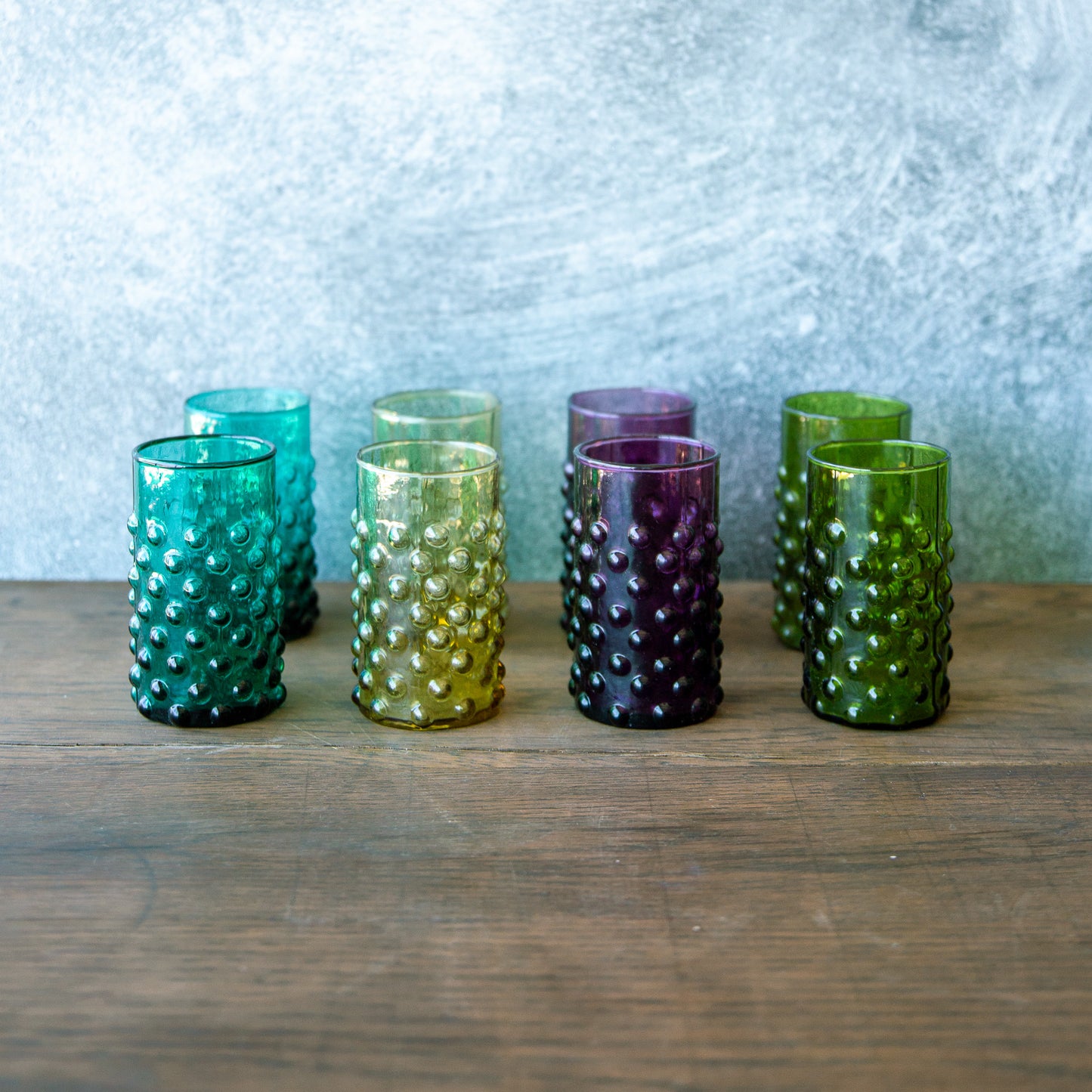Colorful Hobnail Drinking Glass