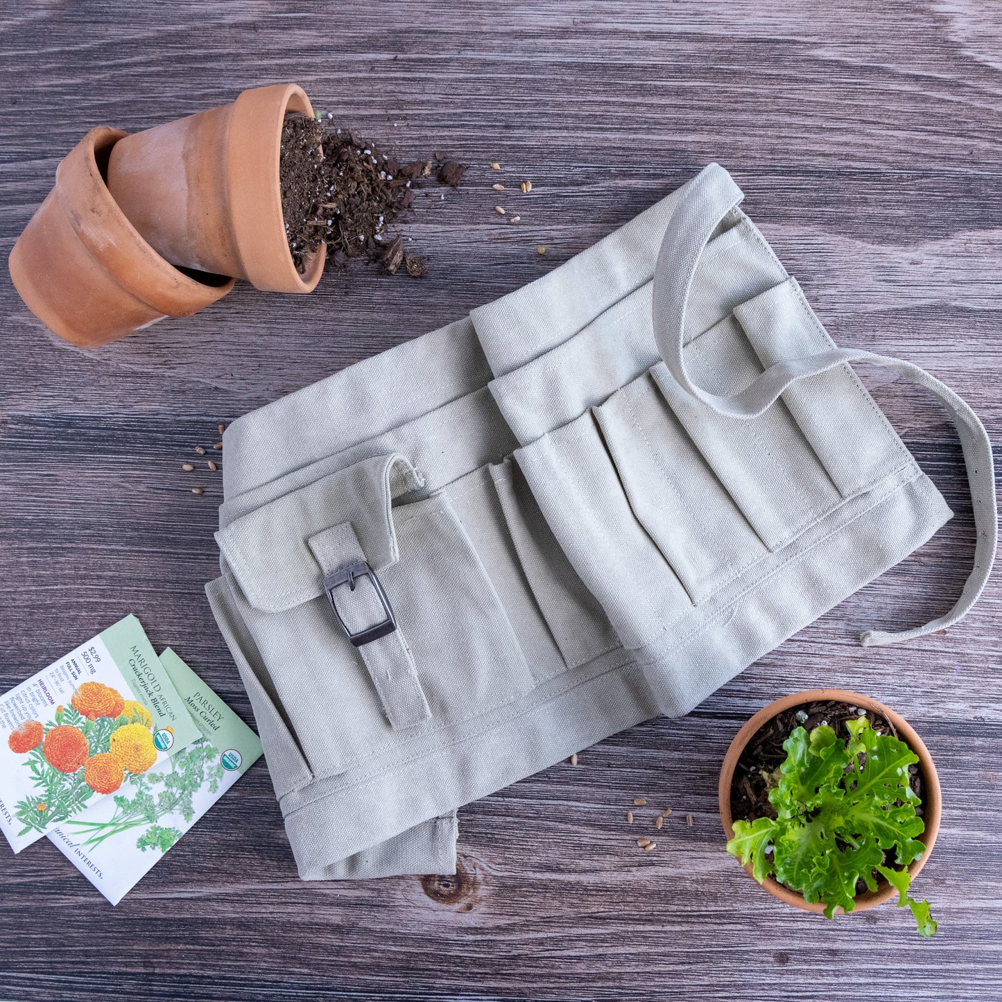 Canvas Half Garden Apron with 8 Pockets