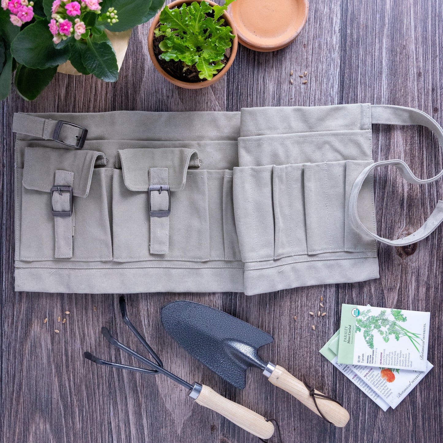 Canvas Half Garden Apron with 8 Pockets