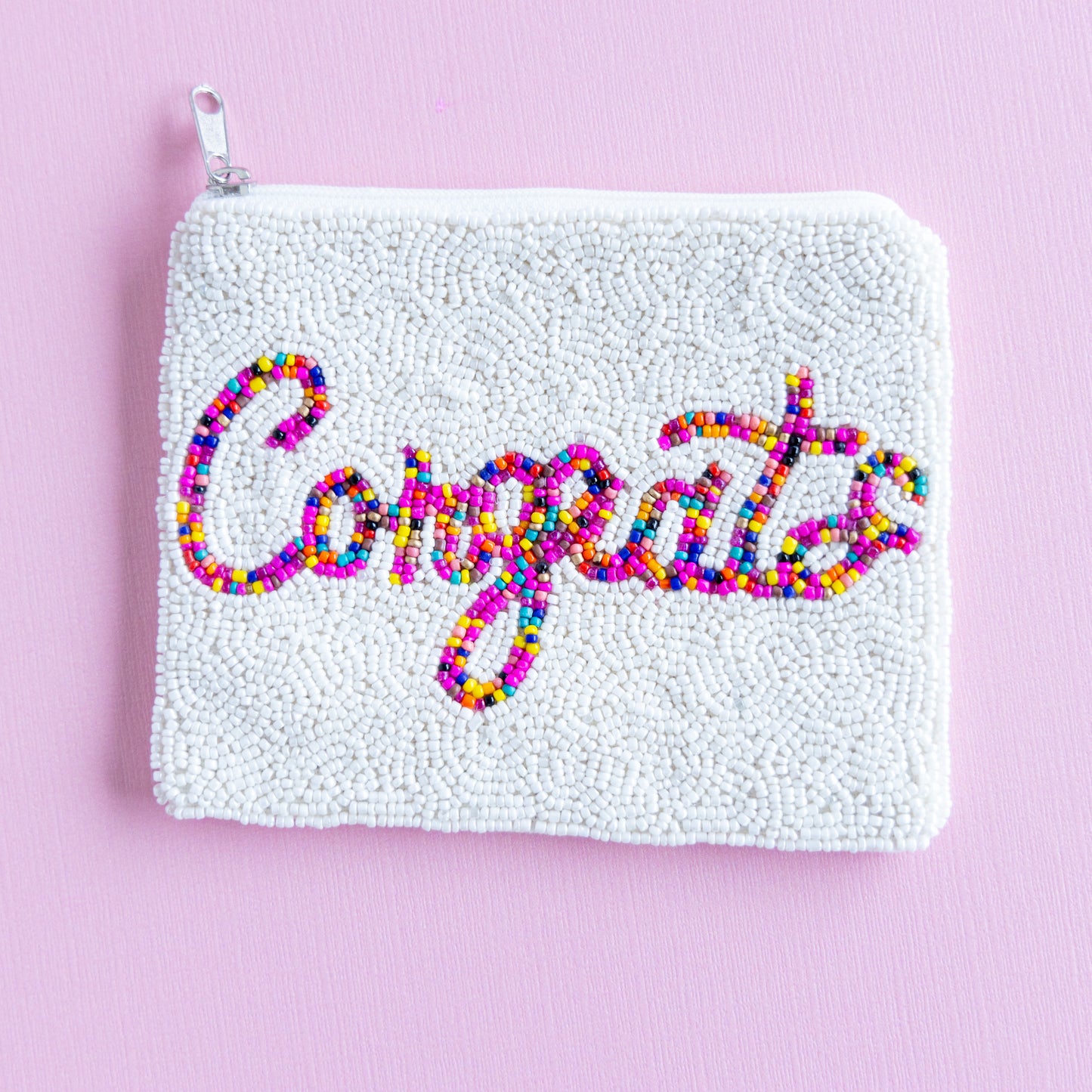 Congrats Beaded Coin Pouch