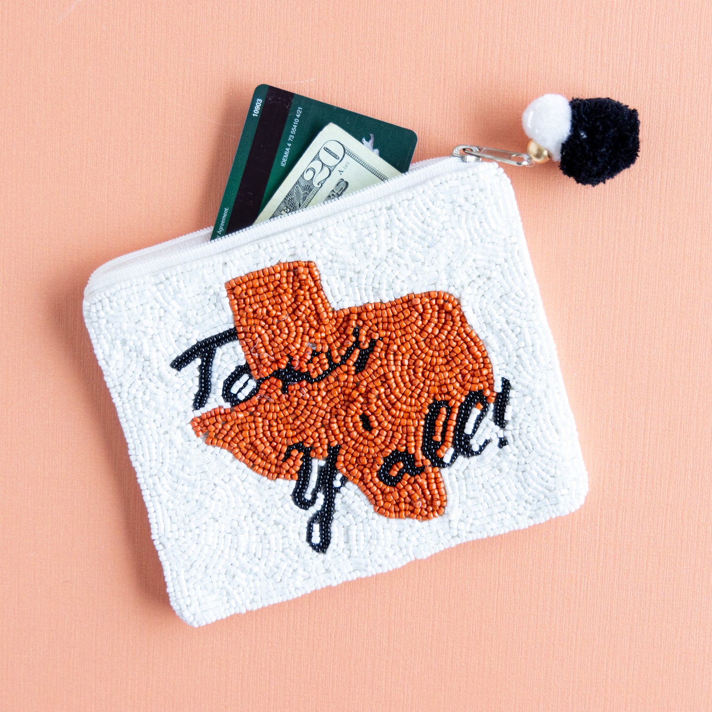 Texas Y'all Beaded Coin Pouch