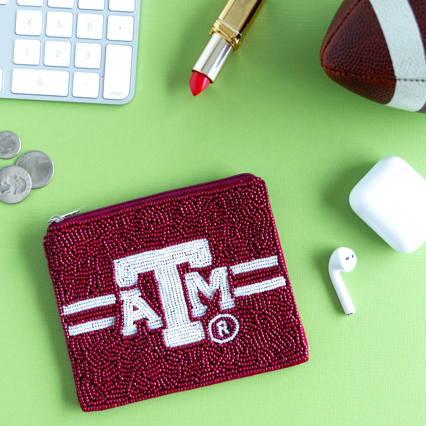 Beaded College Coin Pouch