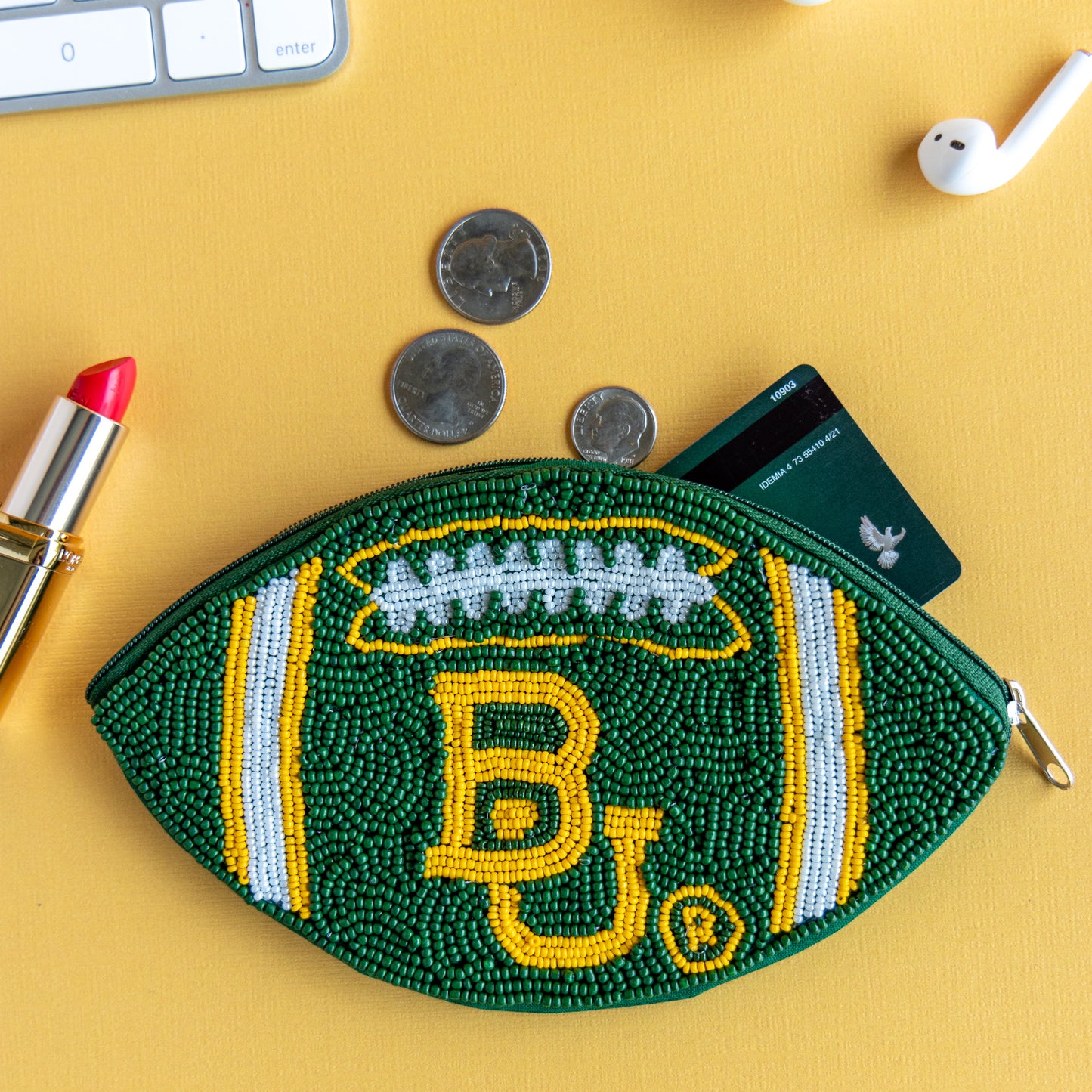 Beaded College Coin Pouch