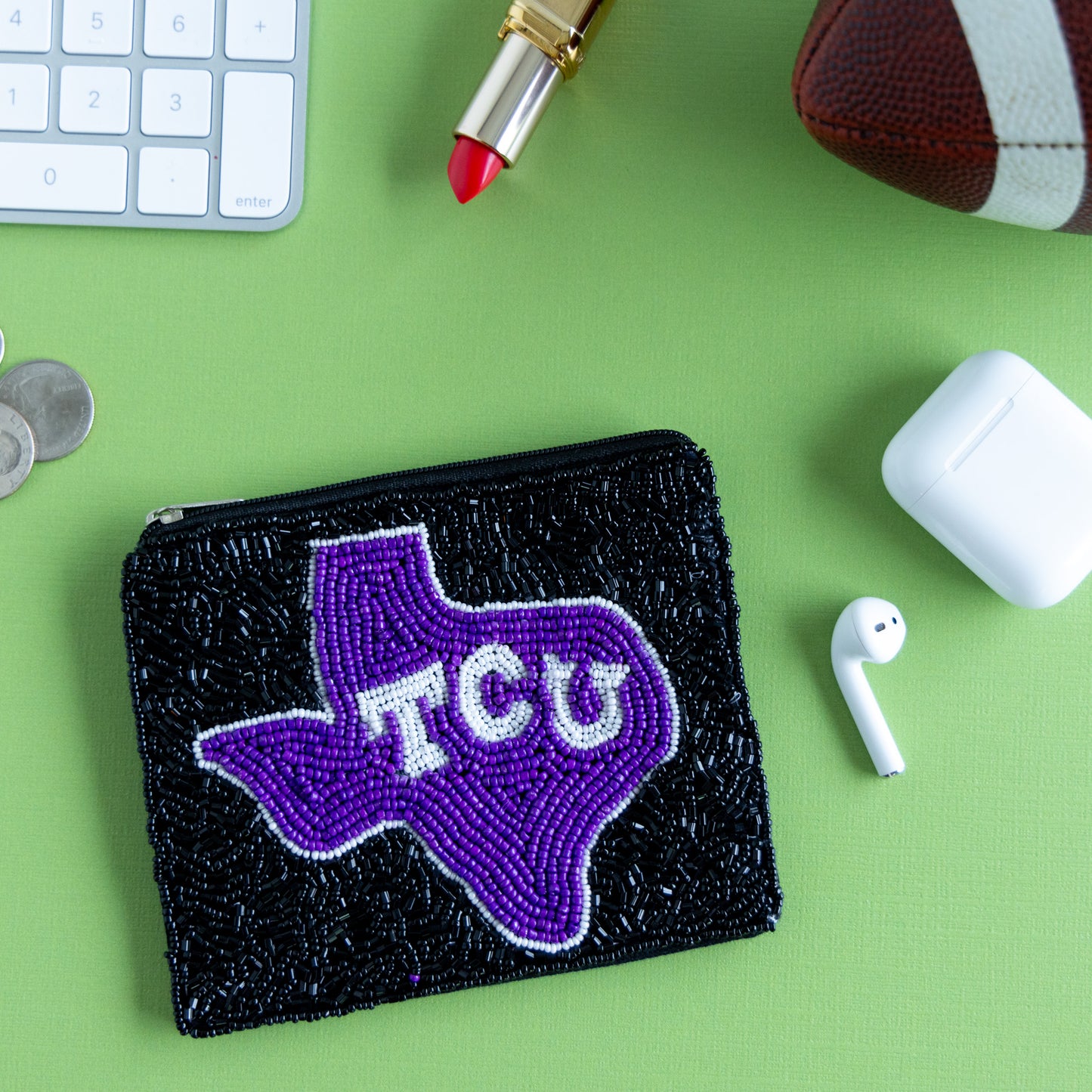 Beaded College Coin Pouch