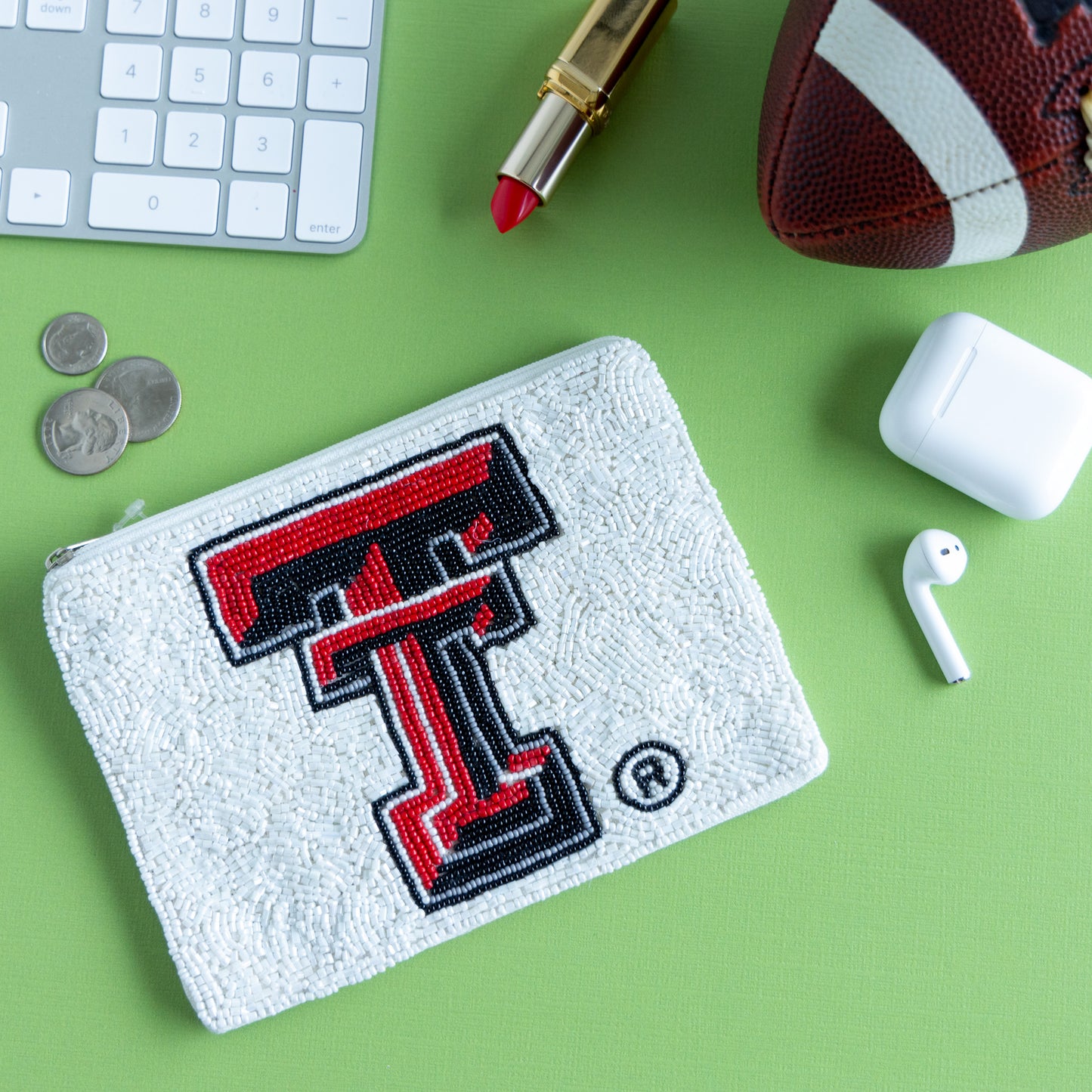 Beaded College Coin Pouch