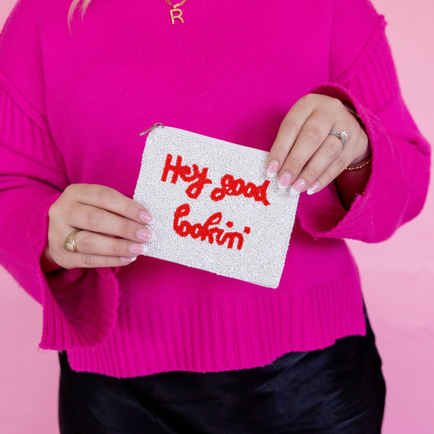 "Hey Good Lookin" Beaded Coin Pouch