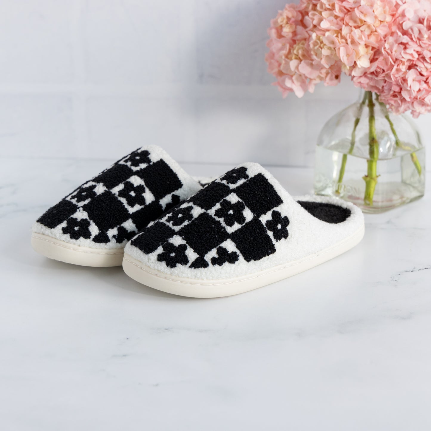 Checkered Daisy Slippers
