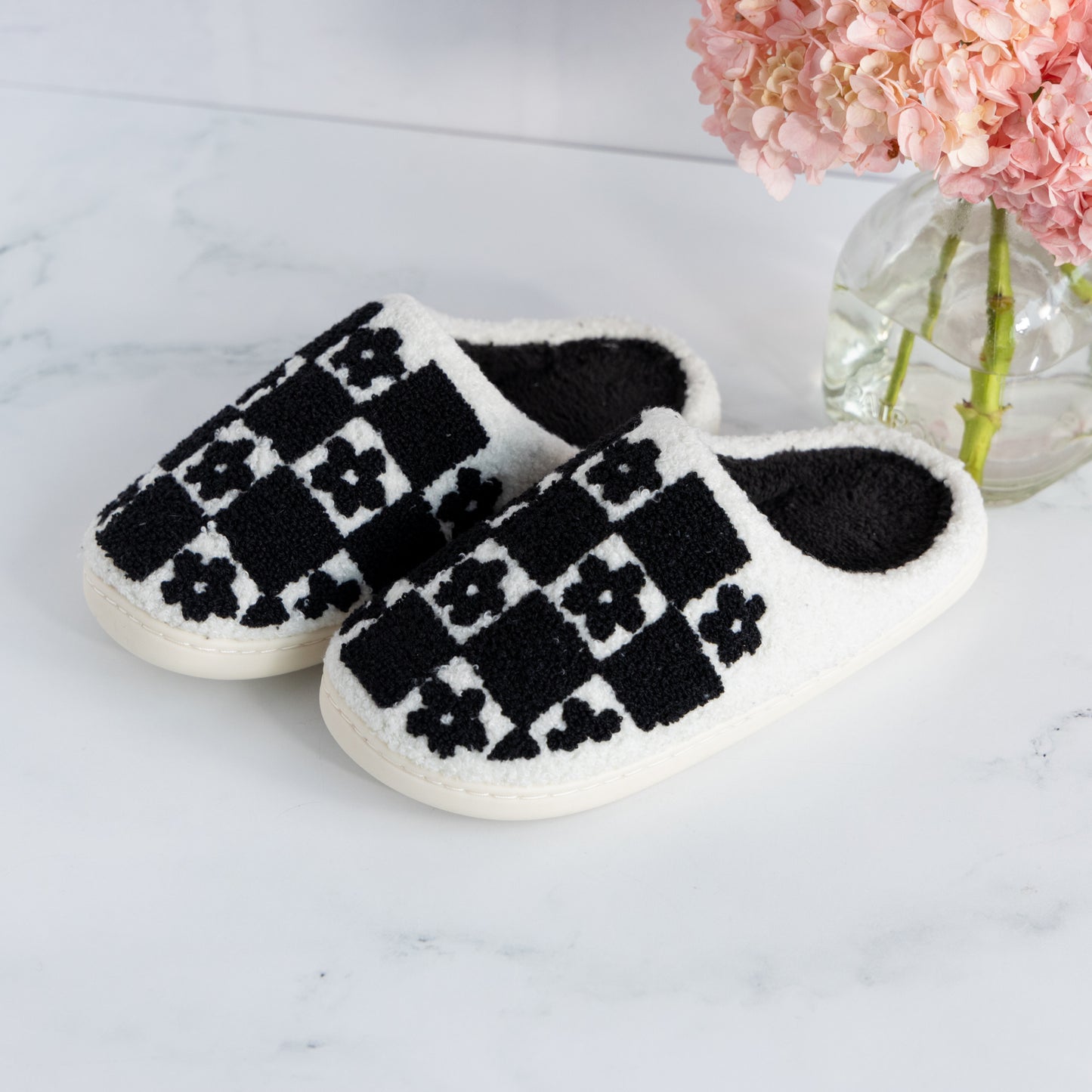 Checkered Daisy Slippers