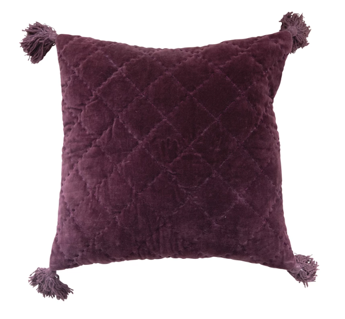 Purple Quilted Velvet Pillow