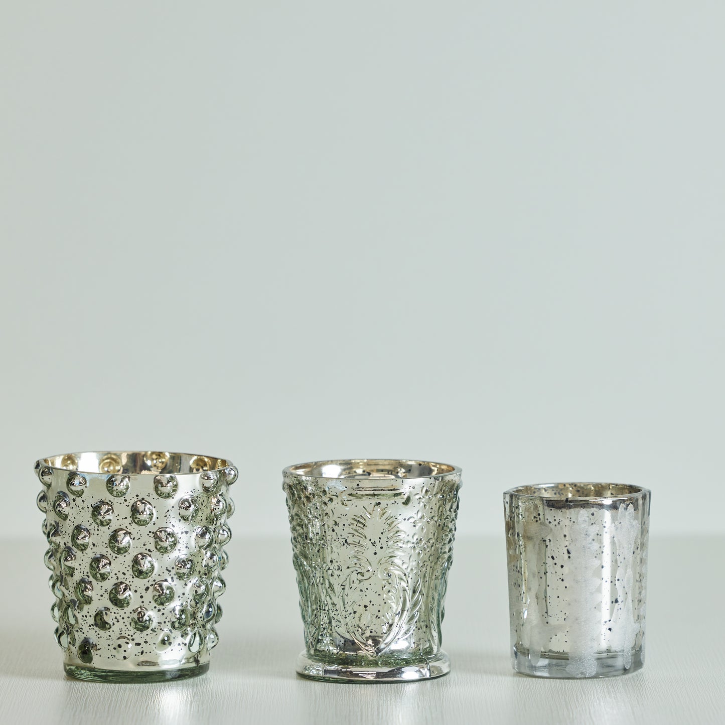 Silver Mercury Glass Votive Holder