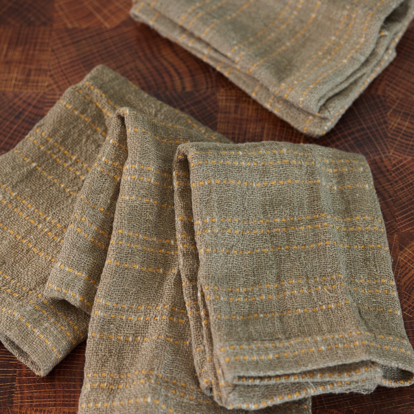 Tan and Orange Striped Napkins