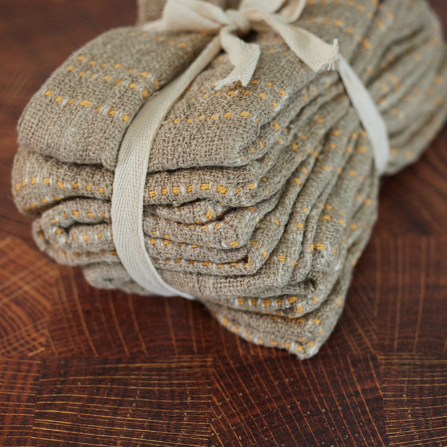 Tan and Orange Striped Napkins