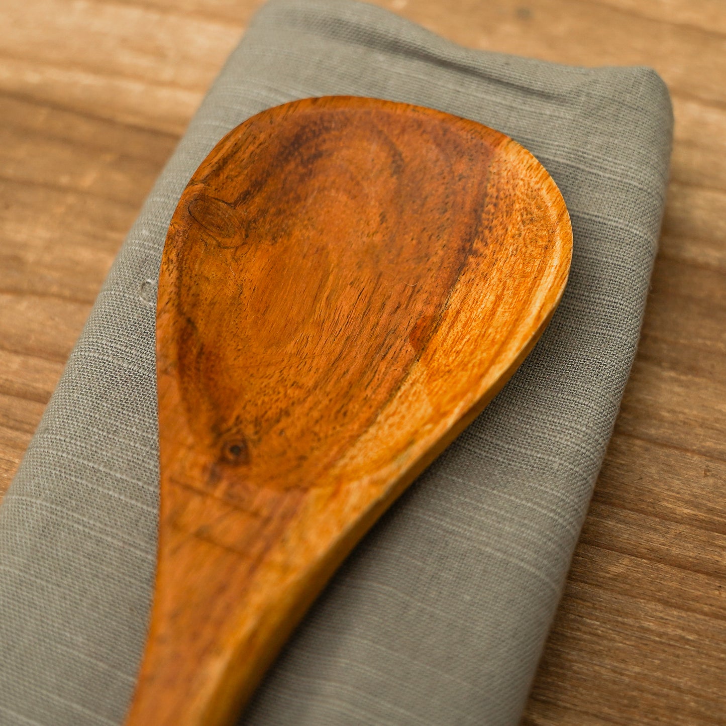 Tea Towel with Hand-Carved Spoon