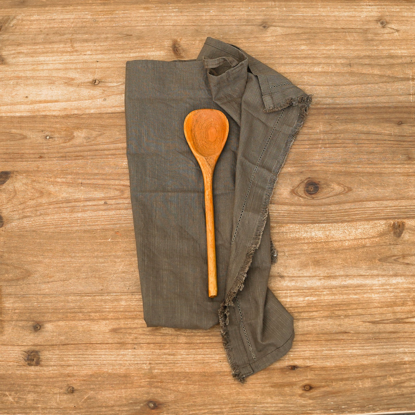 Tea Towel with Hand-Carved Spoon