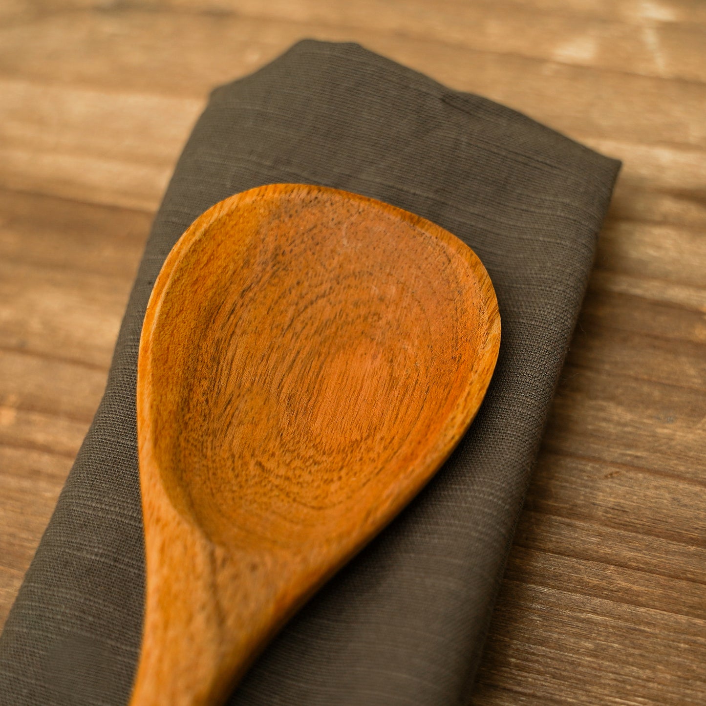 Tea Towel with Hand-Carved Spoon