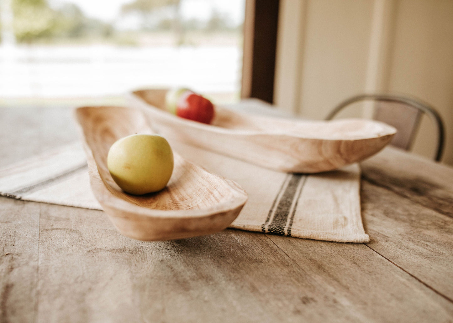 Hand Carved Oval Wooden Bowls