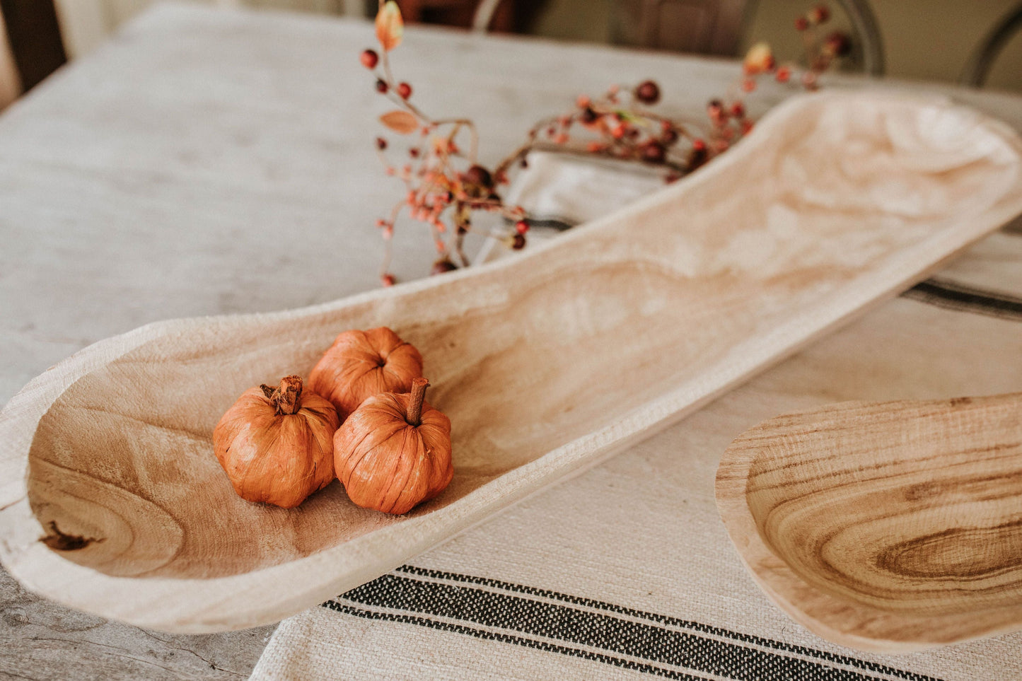Hand Carved Oval Wooden Bowls