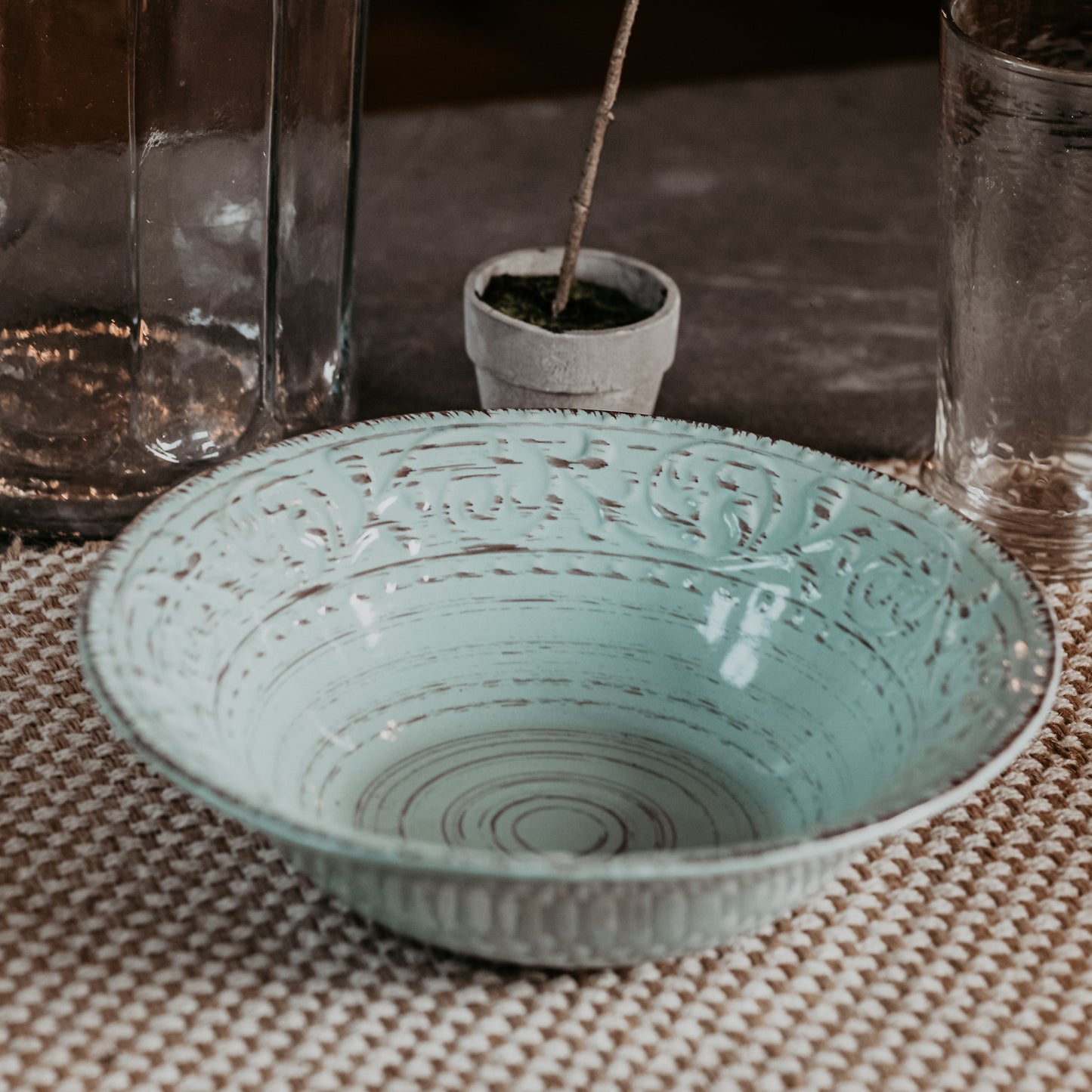 Rustic Flare Large Blue Serving Bowl