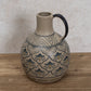 Blue Hand-Painted Stoneware Vase with Handle
