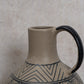 Blue Hand-Painted Stoneware Vase with Handle