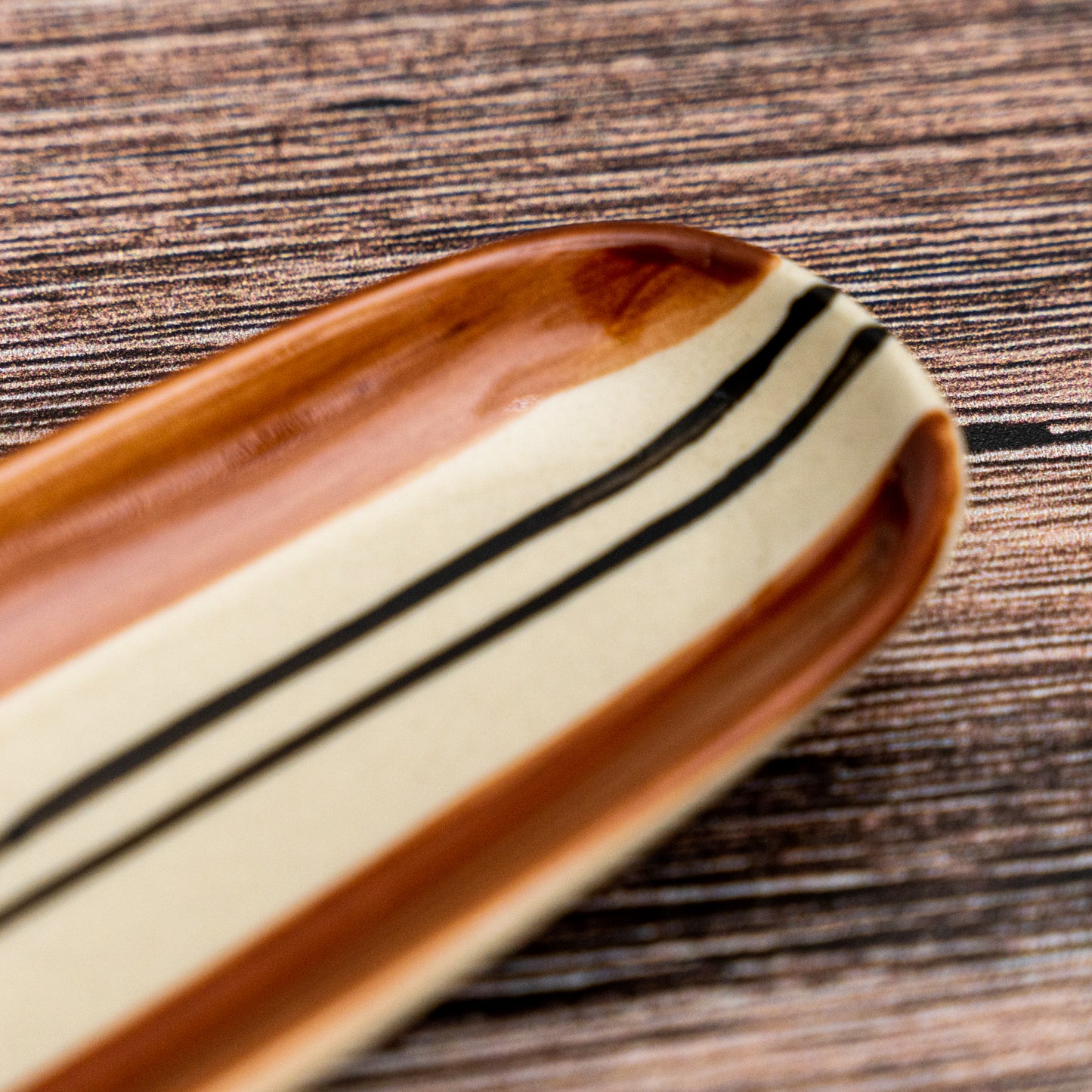 Brown & Black Striped Oval Stoneware Tray