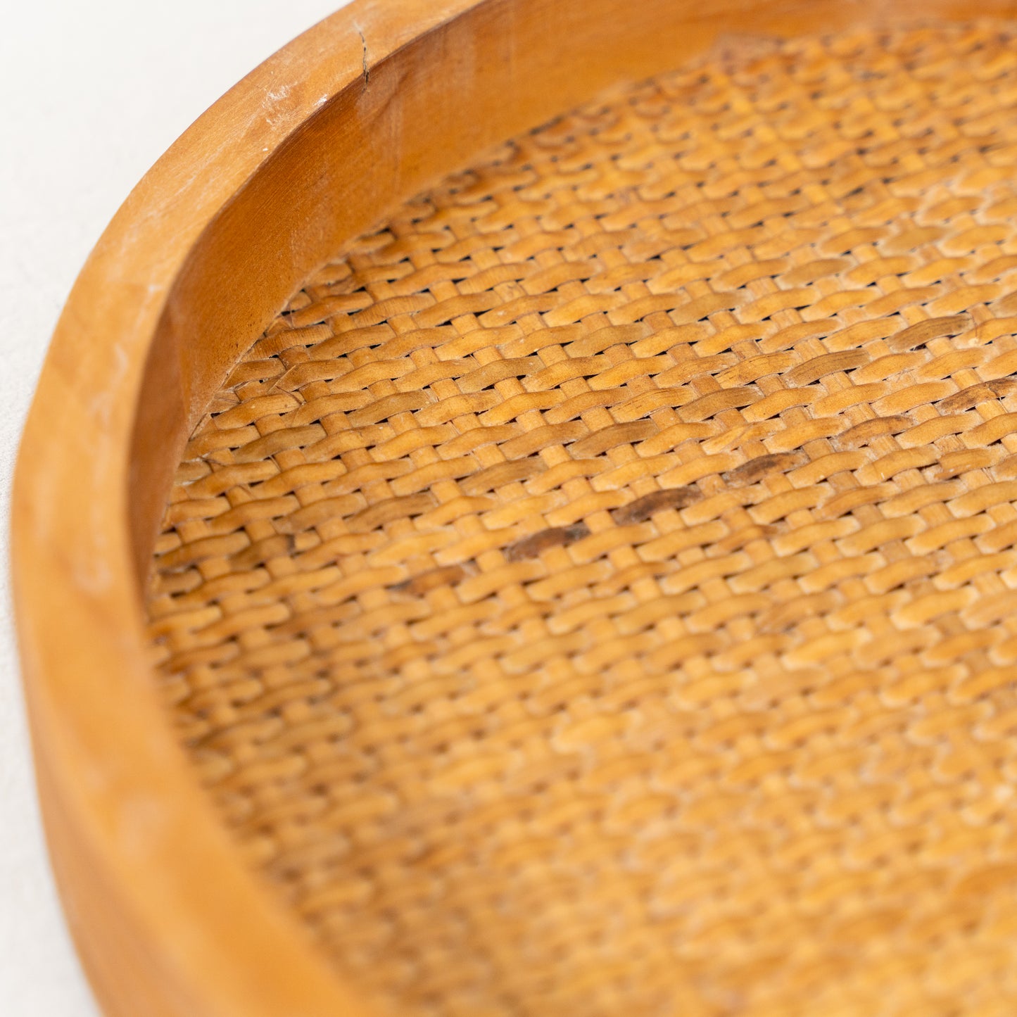 Cane & Wood Round Tray