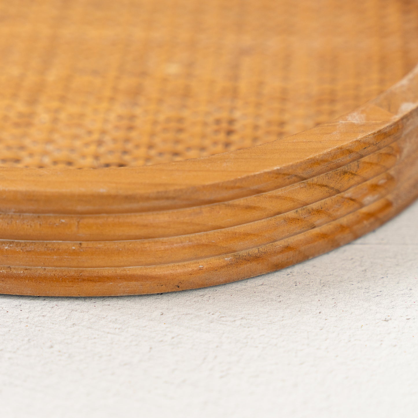 Cane & Wood Round Tray