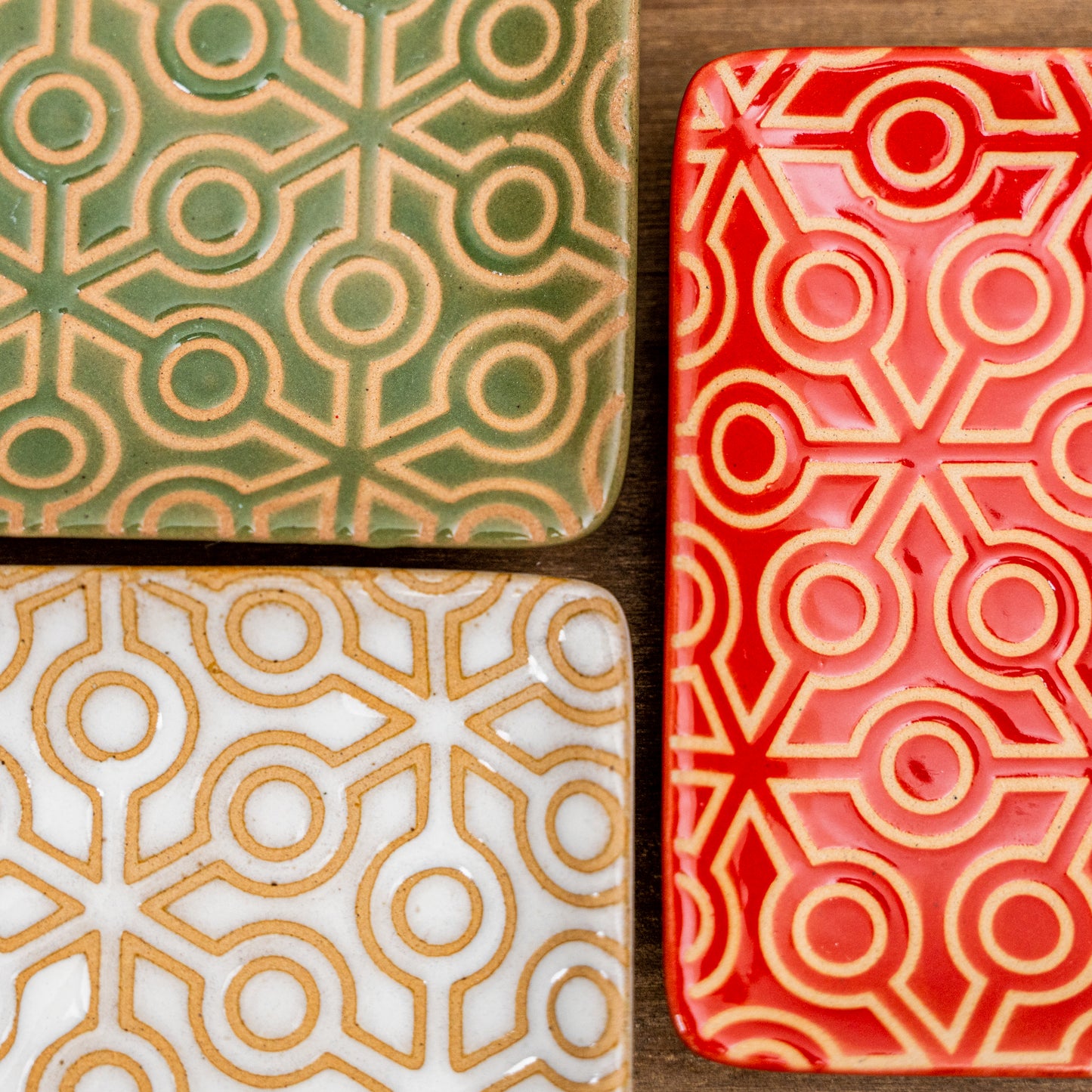 Debossed Snowflake Square Stoneware Plate