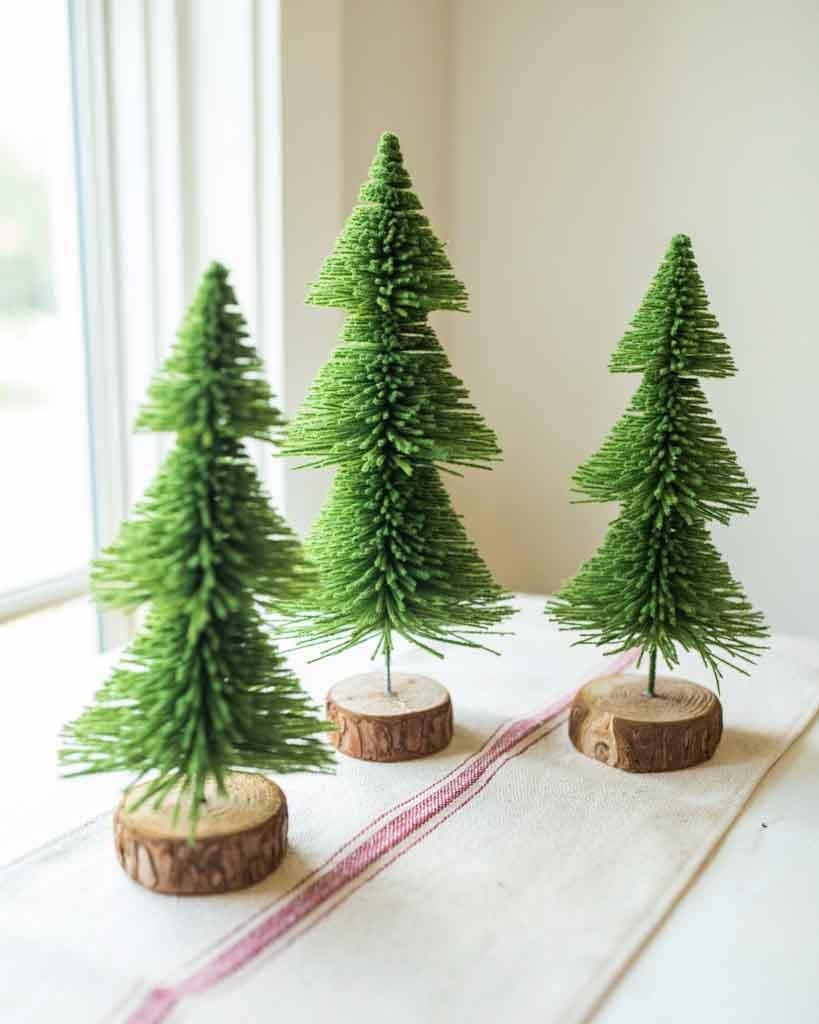 Green Bottle Brush Trees, Three Sizes