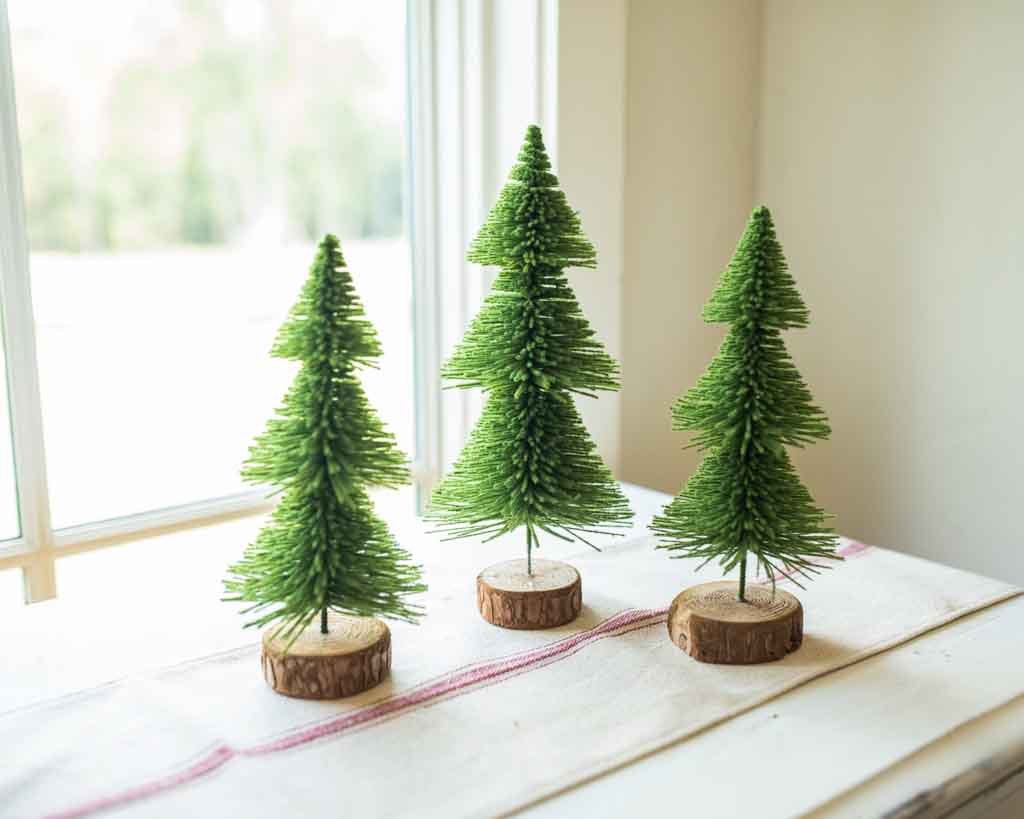 Green Bottle Brush Trees, Three Sizes