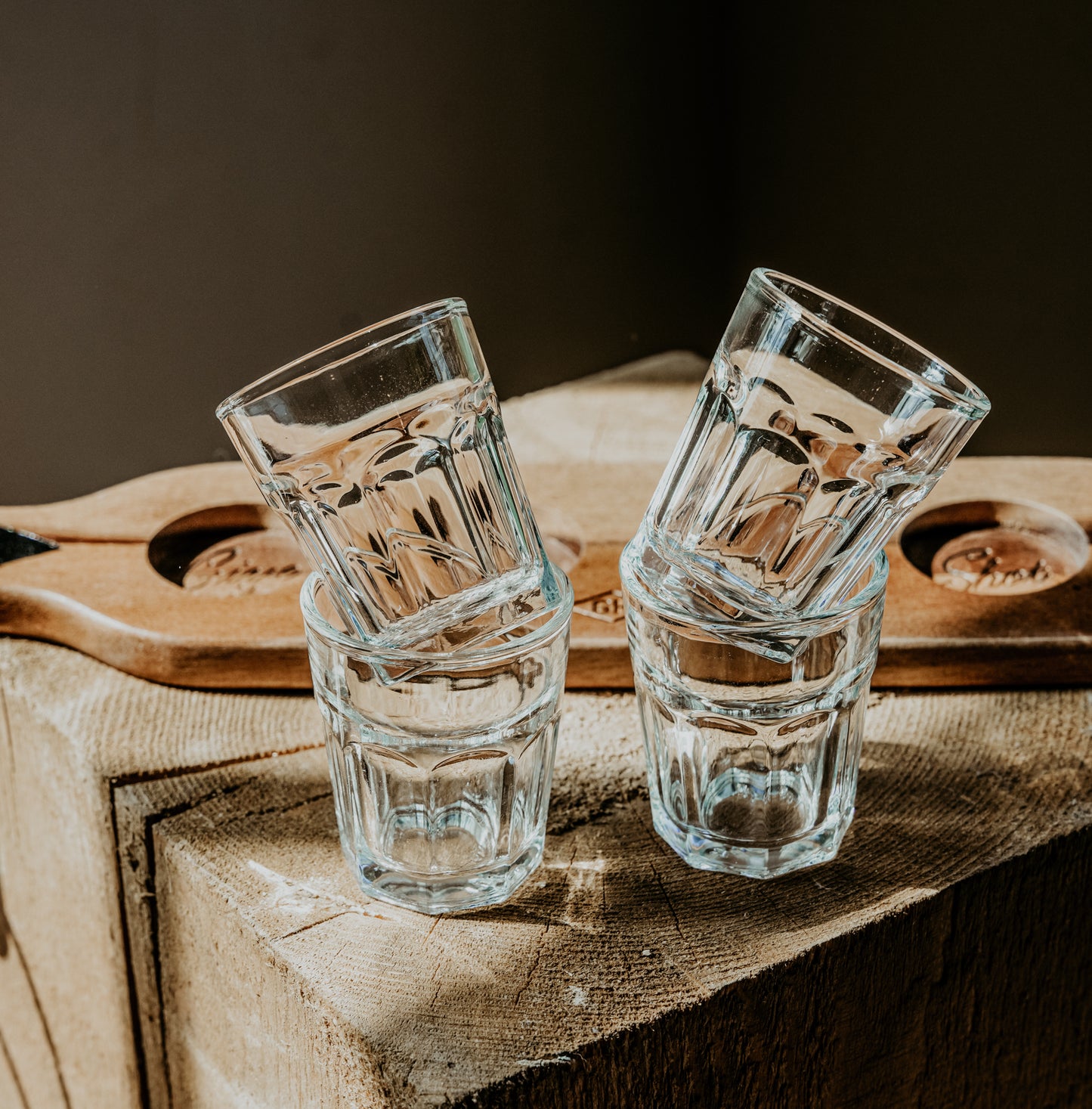 Serving Paddle & Shot Glasses