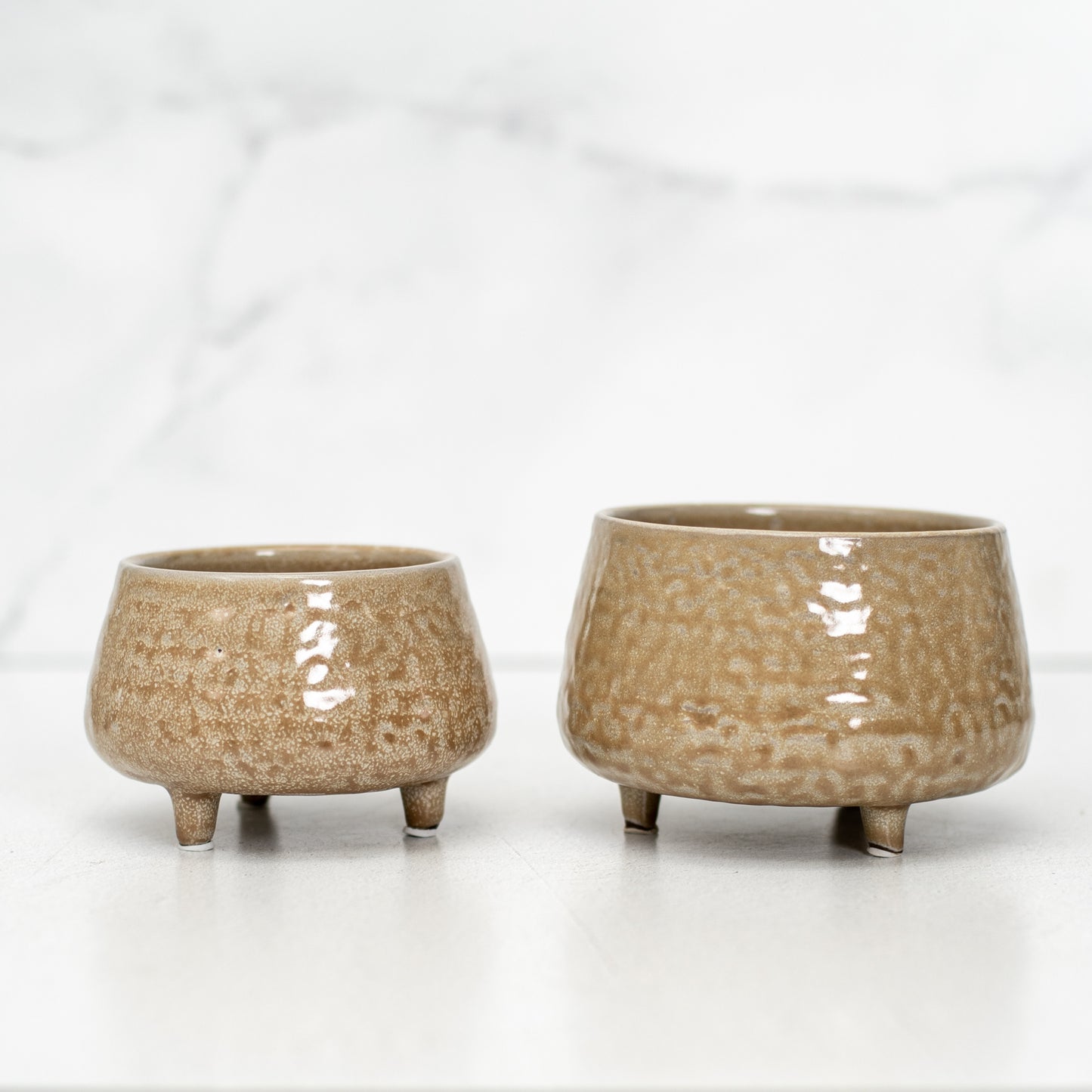 Glazed Stoneware Footed Planters